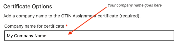 GTIN Assignment Certificate section at checkout GTIN Assignment Certificate section at checkout